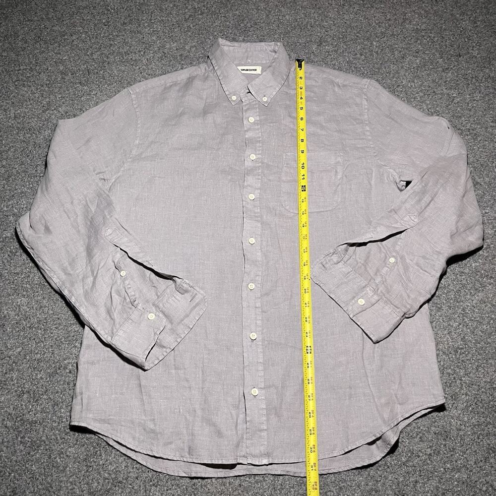 Taylor Stitch Shirt Mens 44 Linen Gray Long Sleeve Button Down Relaxed - Picture 2 of 11